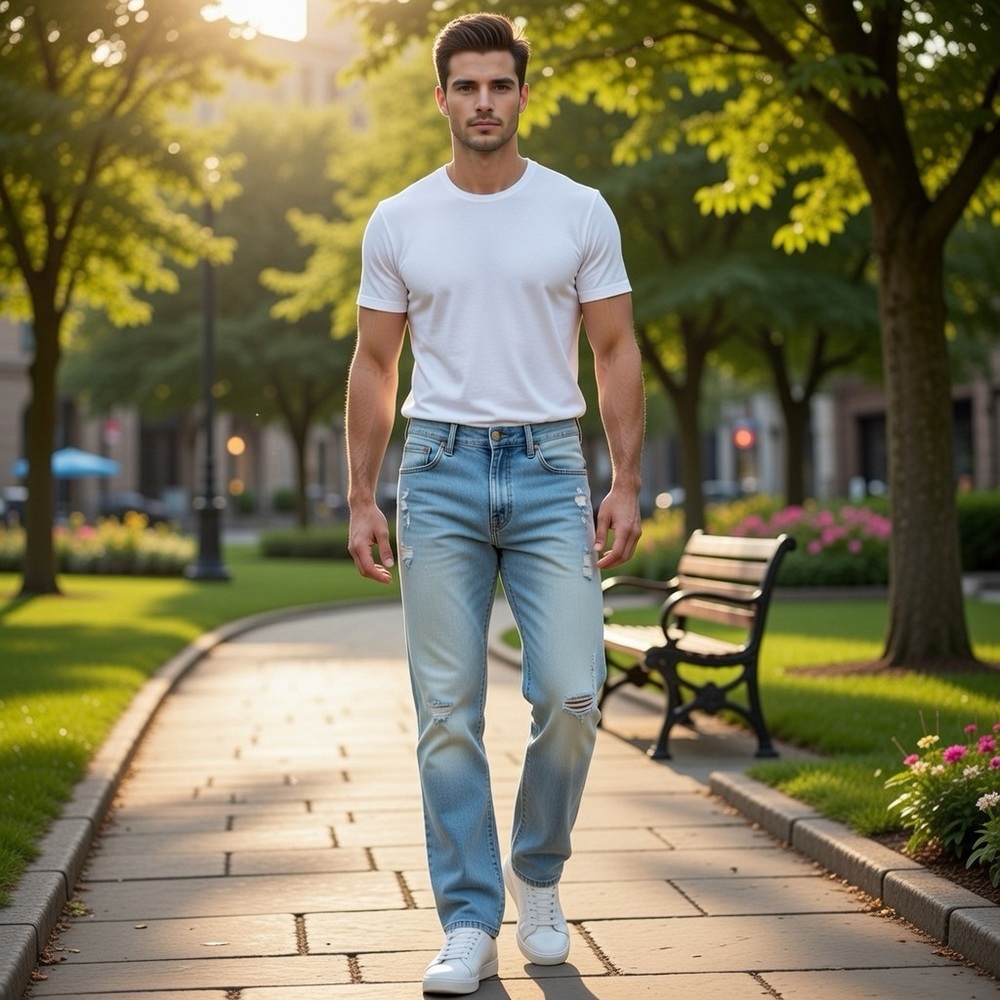 Jordache Men's Sky Blue Straight Jeans‎